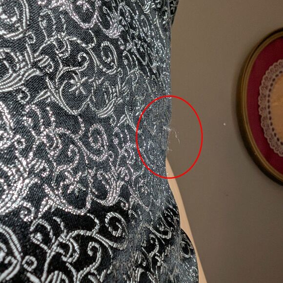 Vintage 90s Cachet Beaded Top Fringe Evening Cocktail Whimsigoth Silver Size 12 - Picture 6 of 12